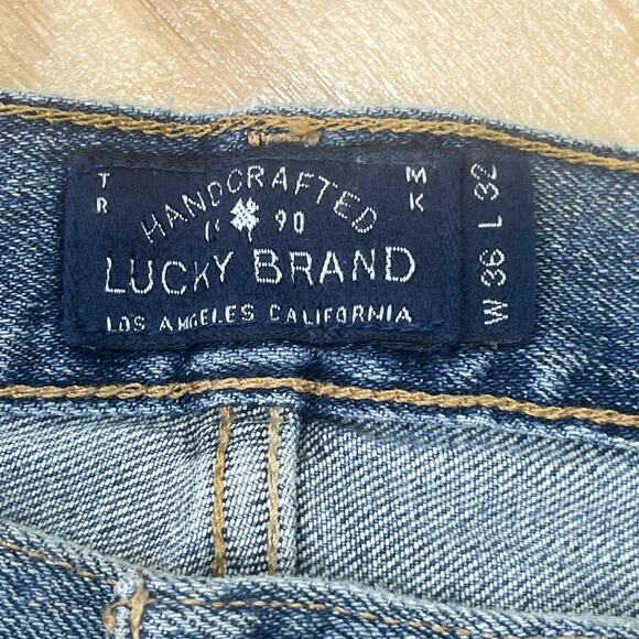 Lucky Brand 181 Jeans Relaxed Straight Blue Denim Men's 36X32 Y2K Retro Preppy - Picture 3 of 16